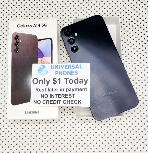 SAMSUNG GALAXY A14 5G 64GB UNLOCKED. FREE SMARTWACH/ HEADPHONES. PAY $1 TODAY REST IN PAYMENTS. NO CREDIT NEEDED FINANCING