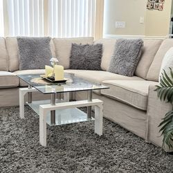 🚚 Delivery Included Large Light Beige/ Off White Sectional 