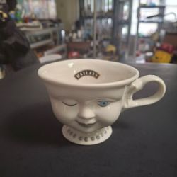 Vintage 1996 Baileys Irish Cream "Yum" Winking Face Cup With Baileys Logo Inside - Collectible Designed By Actress Helen Hunt 3"H x 4"W Hols Approx 8 