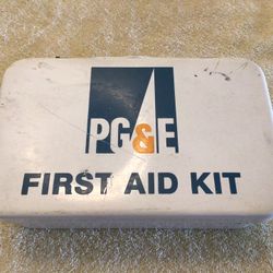 Vintage PG&E First Aid Kit, Metal Case & All Unopened Contents 