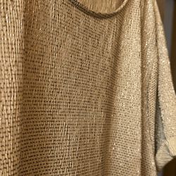 Vera Wang Blouse 2X Gold/Taupe Sparkle fabric W/ High-low Hem