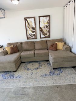 Ashley brown/ dark beige double chaise sectional 🛻Delivery Available 🛻