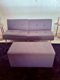 Moving Sale: Modern Futon & Storage Ottoman Set