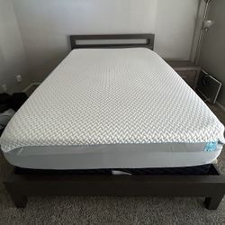 Queen bed (includes frame, box spring, And Mattress. Optional Mattress Cover.