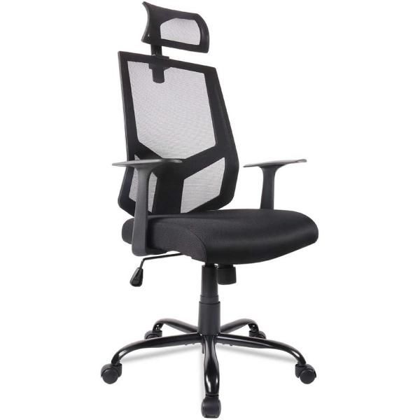 Black Ergonomic Office Chair Adjustable Headrest Mesh Office Chair Office Desk Chair Computer Task Chair