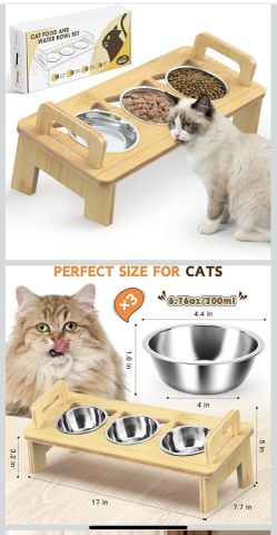 Bamboo Elevated Cat Bowls