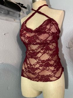 red lace cross over halter top