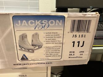 Jackson Figure Girls Kids White Ice Skates JS150 Misses Youth Size 11Y; lightly used