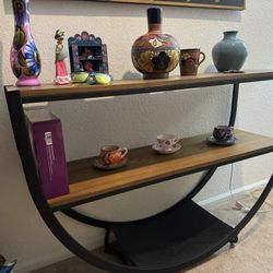 U Shaped Black And Brown Console Table