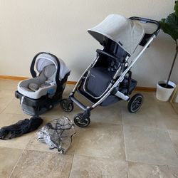 Uppababy Cruz V2 Stroller With Car Seat Beige
