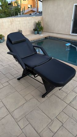 Black Leather Adjustable Massage Table Spa Bed Eyebrow Microblading Chair
