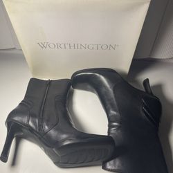 New With Box Worthington Women’s Size 9 Amanda Black Heels Boots Zip Up Y2K