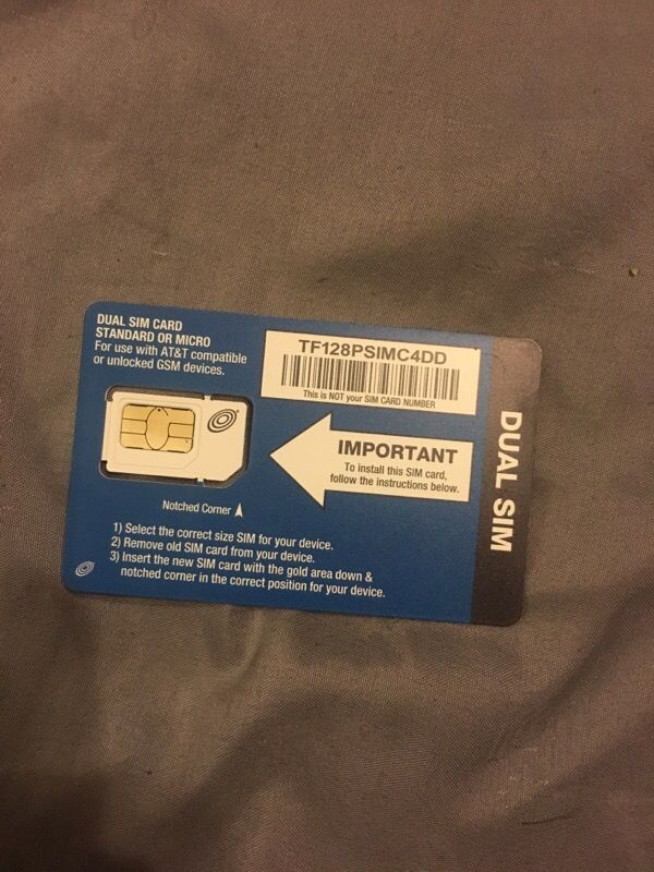 AT&T compatible SIM card- Straight Talk