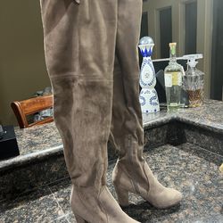 Thigh High Nude Suede Tan Boots  
