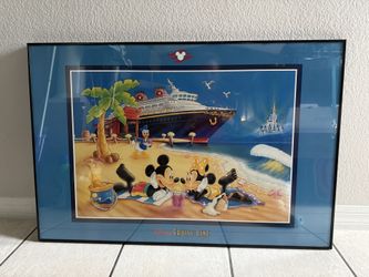Disney Cruise Professionally Framed Cruise Line Poster By Randy Noble 36” x 24.25”