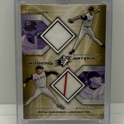 Upper Deck Game Used Jersey Swatches Randy Johnson / Curt Schilling Baseball Card