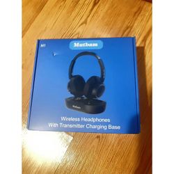 Mutbam Wireless TV Headphones & Transmitter Charging Base