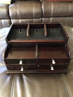 3 device dark wood docking and storage station