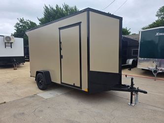 2027 New 6x12 SA Screwless Enclosed Trailer w/ Brakes | Blackout | Spoiler Package | 7' interior | .08 polycor | 1187 (TAN)