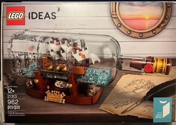 Lego ship in a bottle set