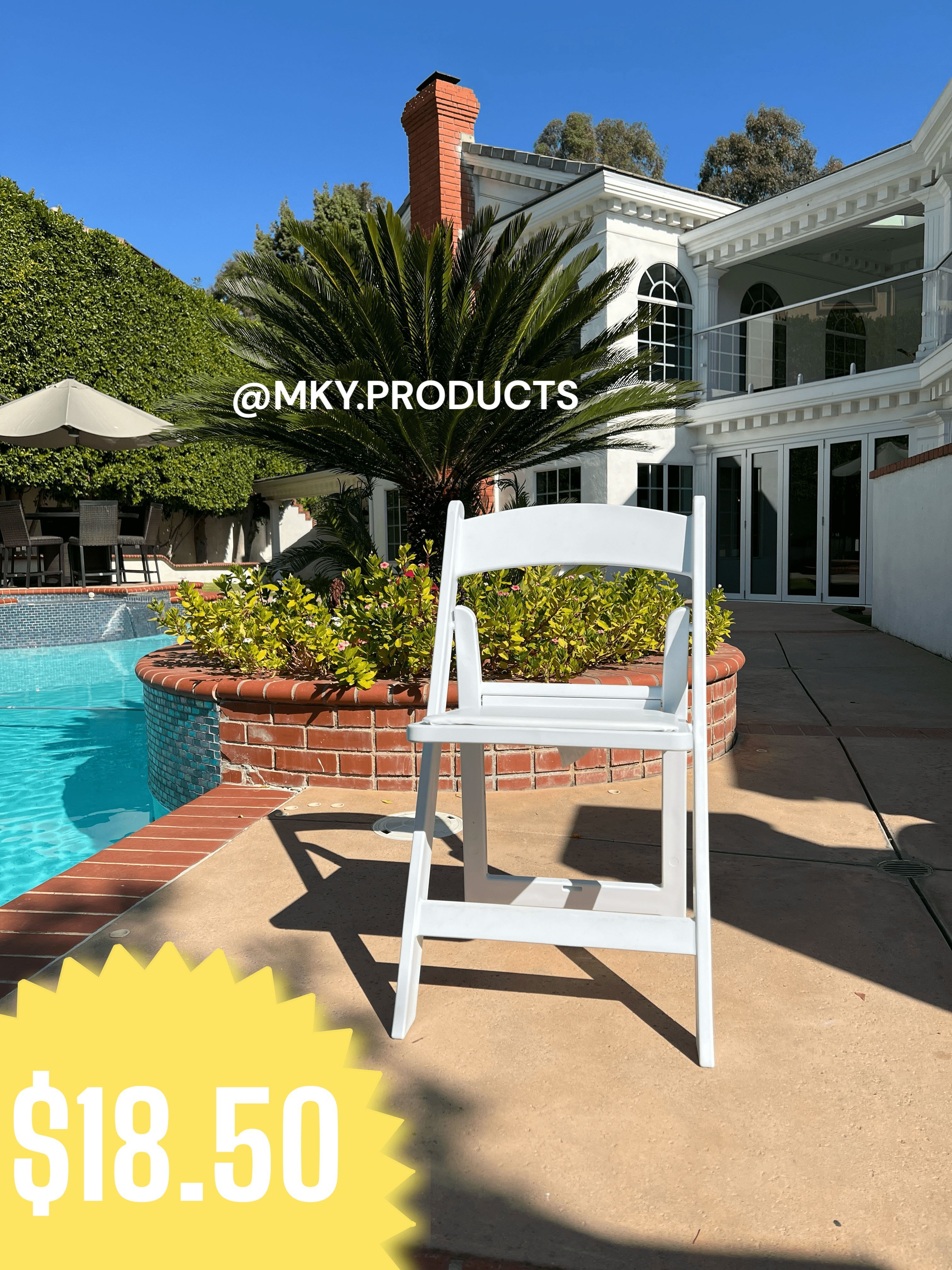Brand New White Resin Chairs –$18.50 Each 1102 Lbs Capacity | 1-Year Limited Warranty Wholesale Price