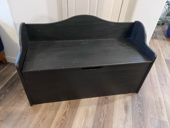47 inch long wood bench toy box storage black