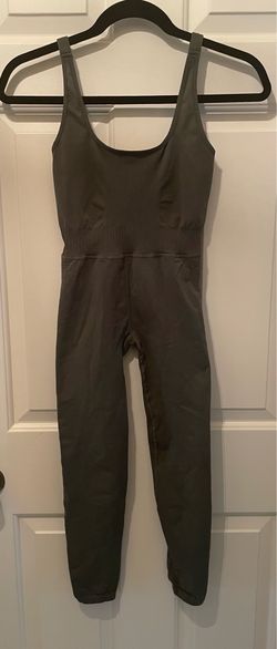 FP Movement Good Karma Onesie Jumpsuit Olive Green XS/S Strappy Back Perforated