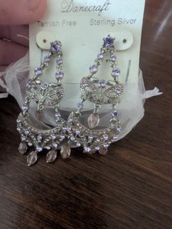 Vintage Purple And Pink Chandelier Earrings