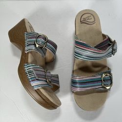 Dansko Sophie Multi Stripe Slip On Sandals Women's Size 9