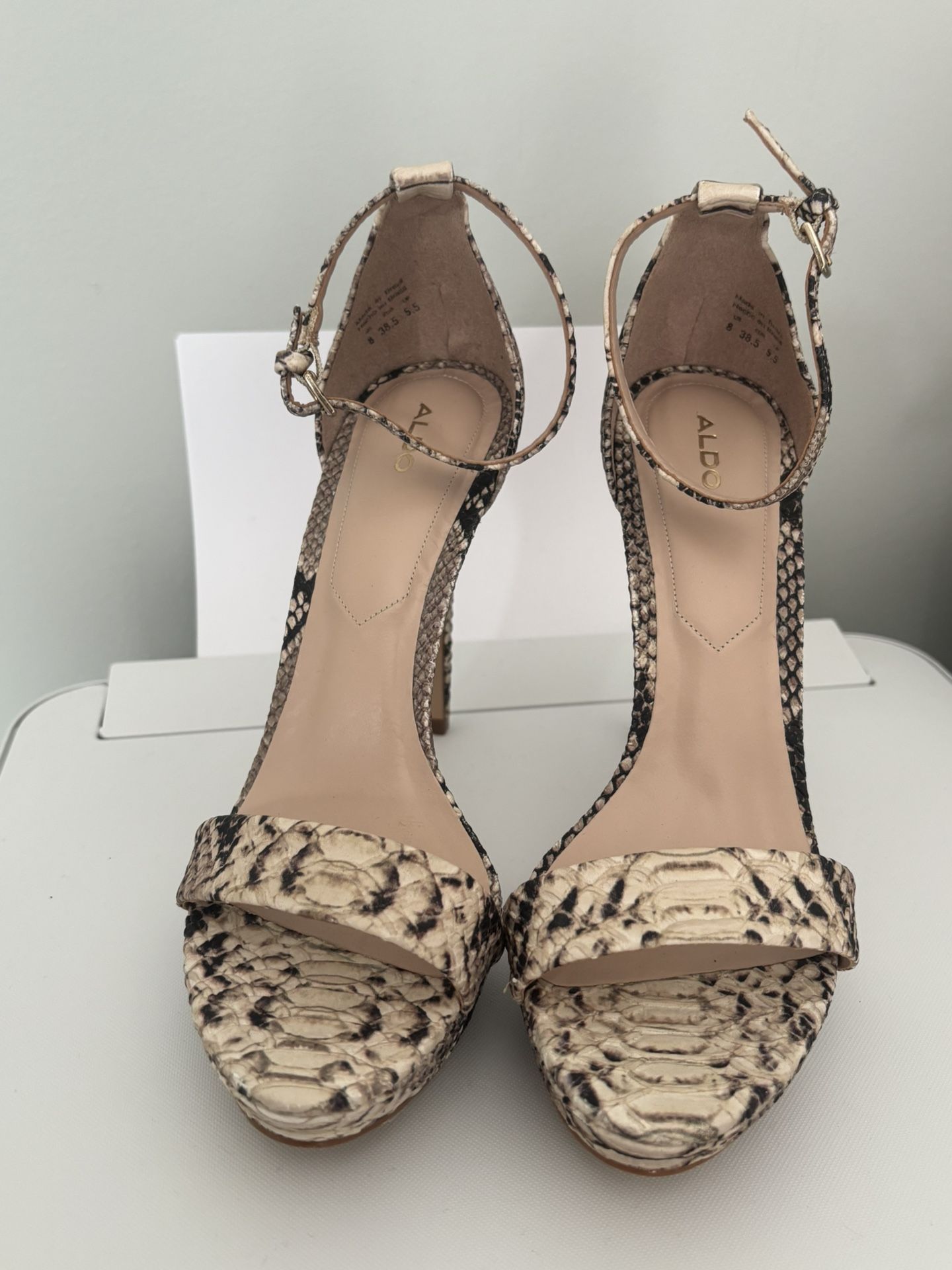 Snakeskin Open Toed Heels