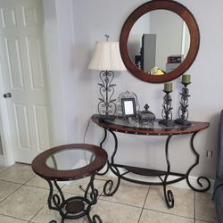 Entryway Table, Mirror, And end Table Set