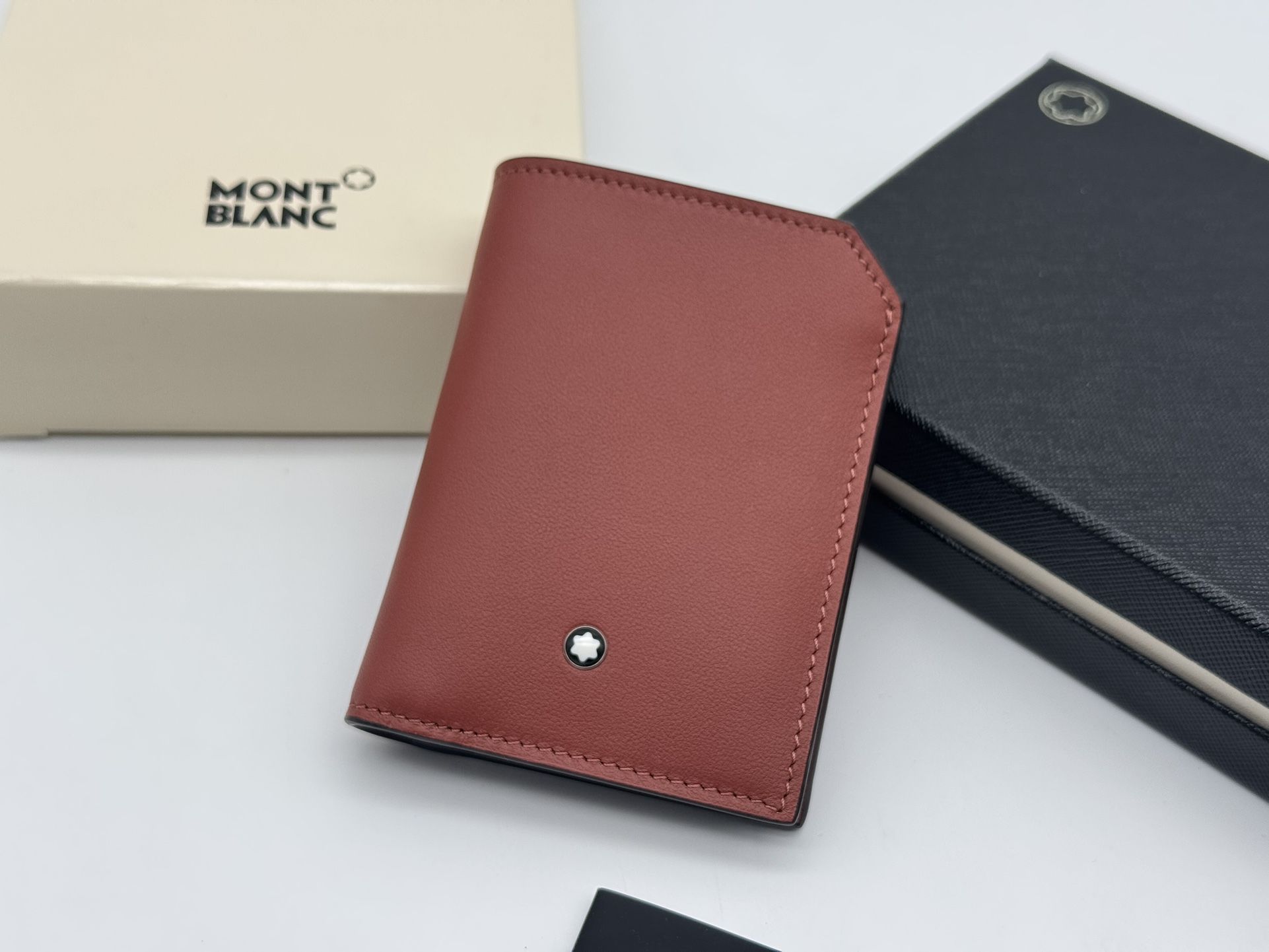 MONTBLANC SELECTION BRICK COLOR SOFT LEATHER 4CC WALLET NEW 100% GENUINE $470