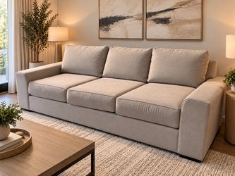 3-Seat Beige Fabric Sofa couch