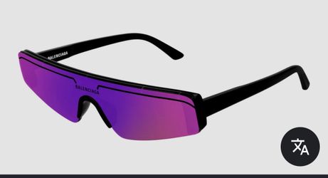 Balenciaga Shield Sunglasses Purple Mirrored Lens Black Plastic Frame Women