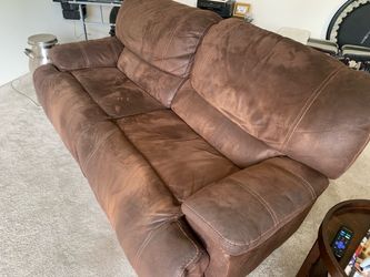 High back brown dual recliner couch