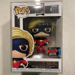 Captain Marvel Funko Pop *MINT* 2019 NYCC Fall Convention Exclusive Marvel 526 with protector Mar-Vell Carol Danvers