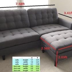 Gray Mid Century Modern Sectional Sofa