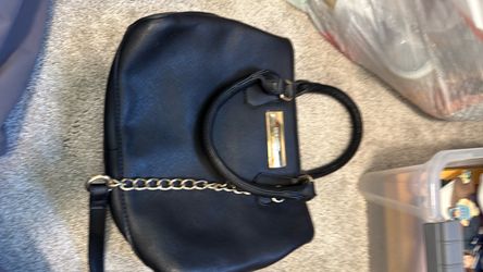 Black Handbag with Gold Chain Strap