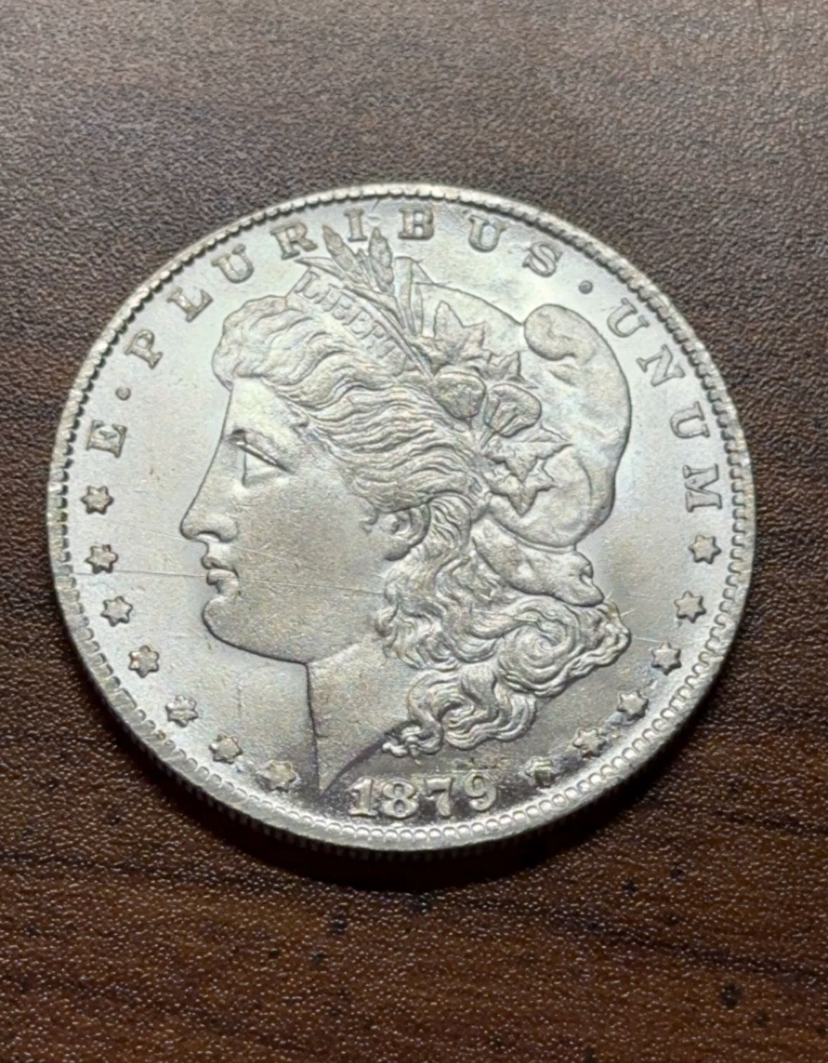 1879-CC MORGAN SILVER DOLLAR AU+, POSSIBLY MS GRADE!