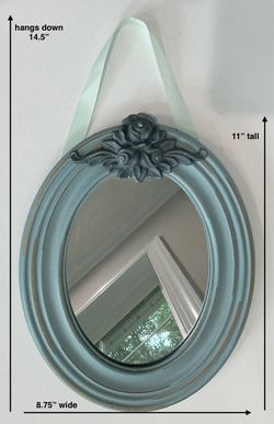 Small Shabby Slate Blue Decorative Resin Framed Accent Mirror (hangs or stands)