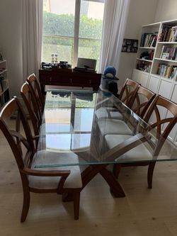 Glass Table Set With Drawer