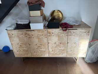 Burl Mid Tone Credenza Sideboard/Buffet 65”