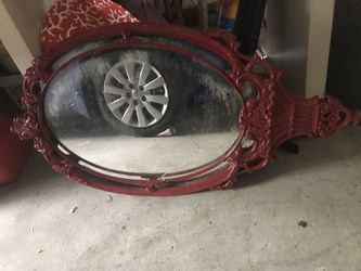 Red antique mirror