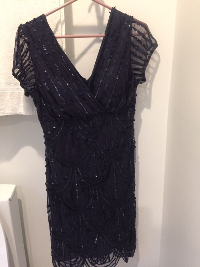 Formal Navy Blue And Inner Layer Is Dark Purple Short Dress By Marina