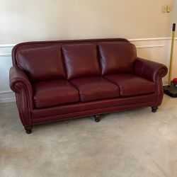 DeCoro Maroon Full Grain Leather Sofa