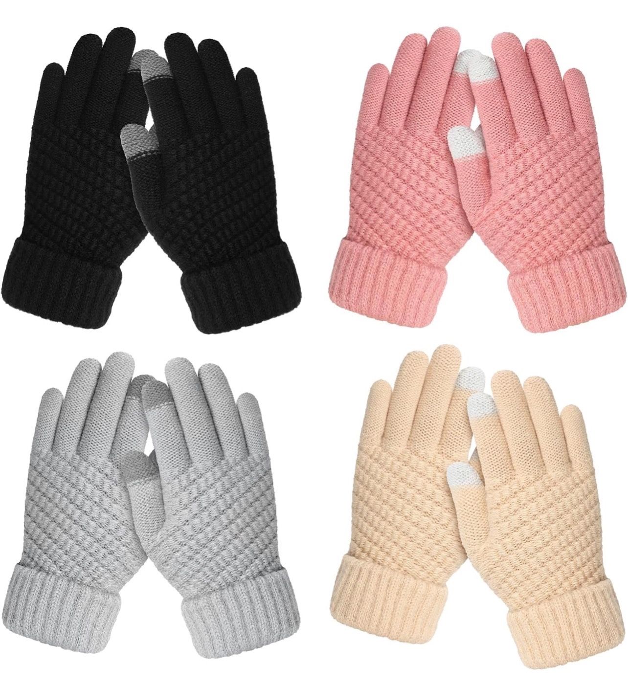 4 Pairs Kids Winter Gloves for Boys Girls, Warm Winter Glove for Kids, Knit Toddler Kid Gloves, Soft Kid Mittens
