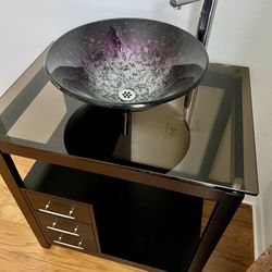 **For Sale: Modern Glass Vessel Sink Vanity - New!**