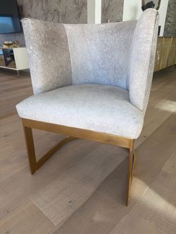 Pair of Hair-on-Hide Wingback Dining Chairs – Brass Base