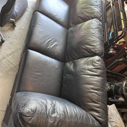 Blue leather sectional Couch