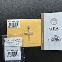 Moissanite Cross Pendant, 925 Sterling Silver, Gold Over